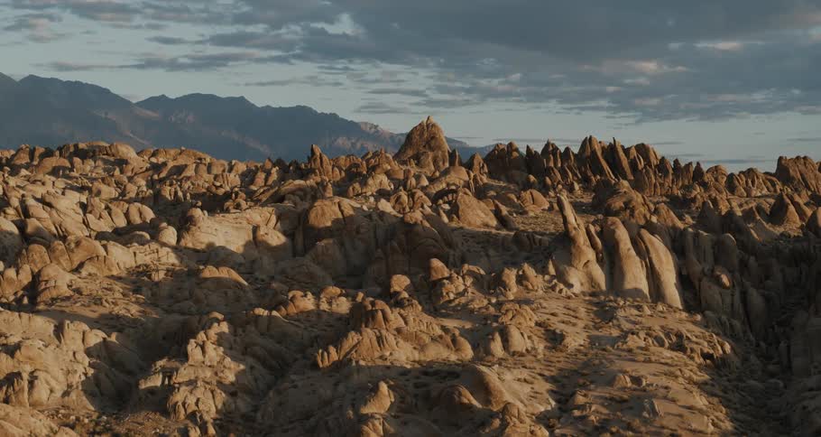 Aerial landscape shot of a rocky mountain