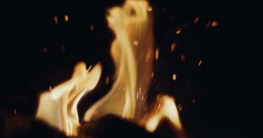 Close up of the flames of a fireplace