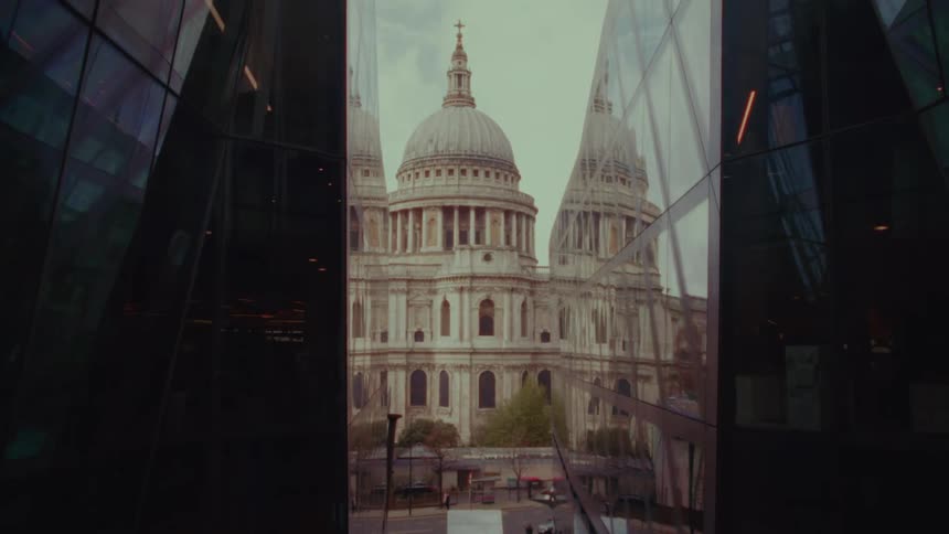 People walking pass nearby the st paul cathedral in london