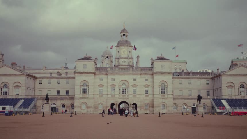 People are touring the large castle
