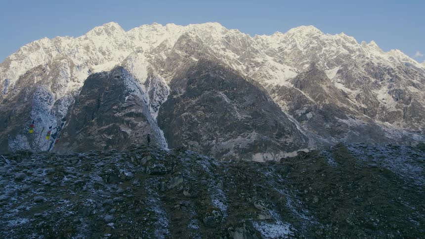 Snow is on the peak of the mountains