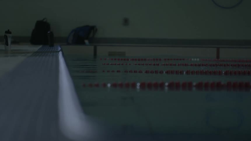 Small ripples on the surface of an indoors olympic pool