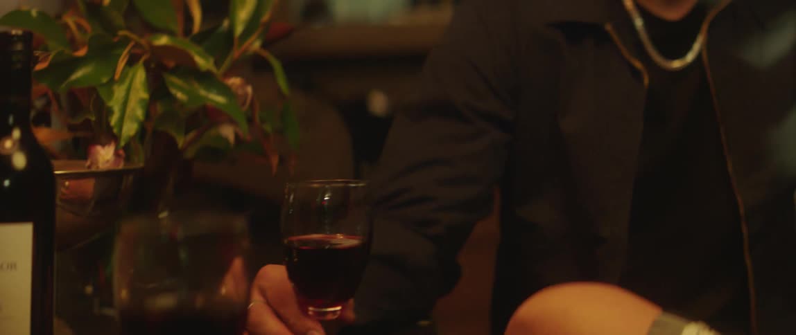 Man and woman are having wine together and talking