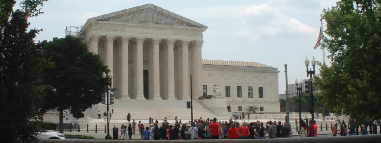 Tourists are visiting the building