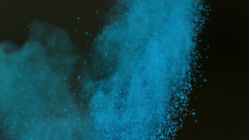 Blue powder shoots upwards