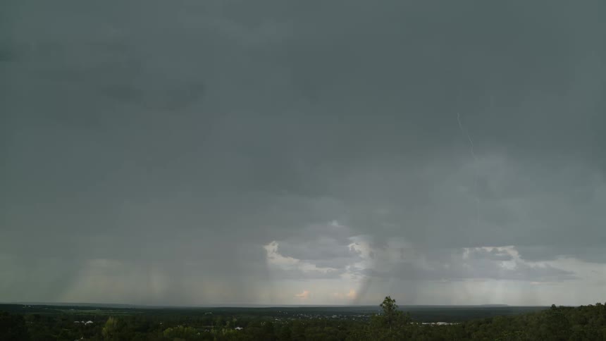Wide landscape of a plain area under a thunderstorm