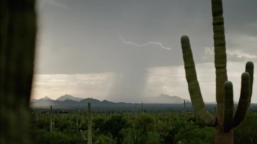 Storm with gusts of thunder over mountains