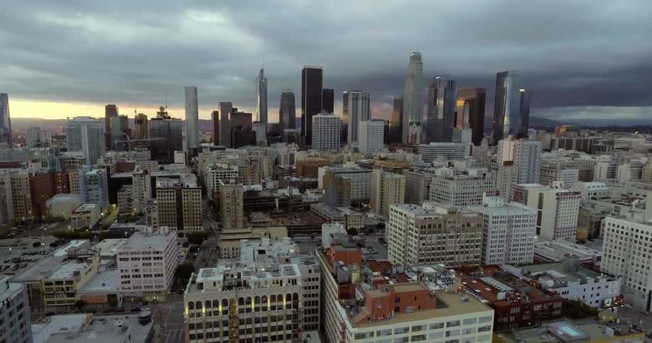Heavy clouds over downtown Los Angeles