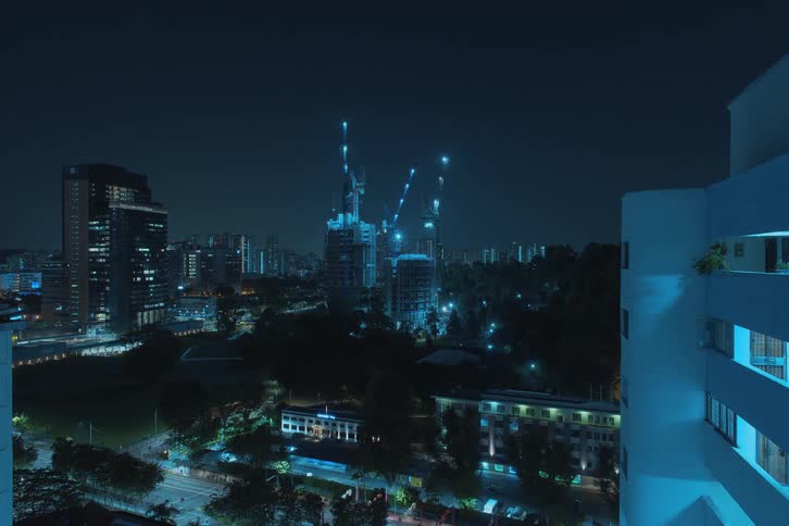 Time lapse of construction of a building in the city