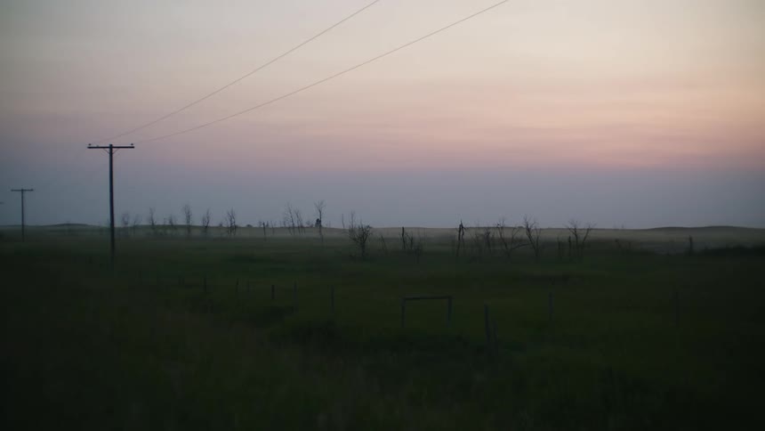 Meadow skyline during sunset
