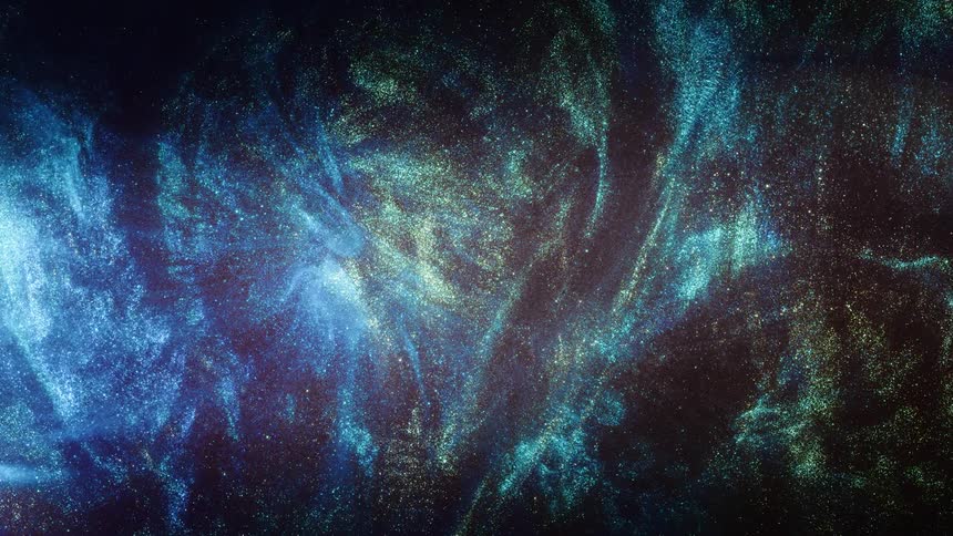 A splatter of blue and gold shinning dust