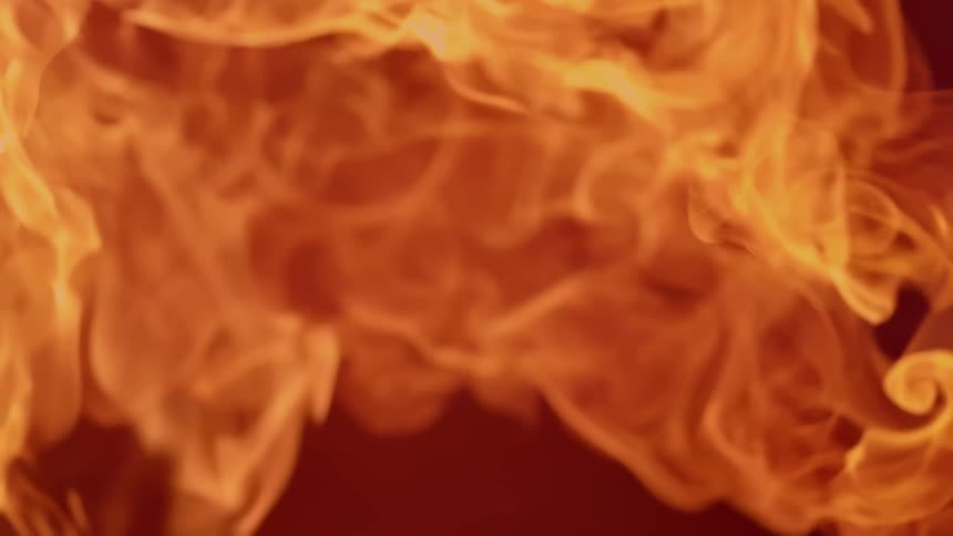 Closeup of a burst of flaming flames