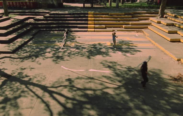 Children run around with toilet paper in a new york city park