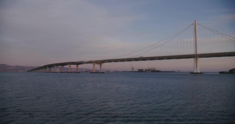 The San Francisco Bay Bridge at sunset