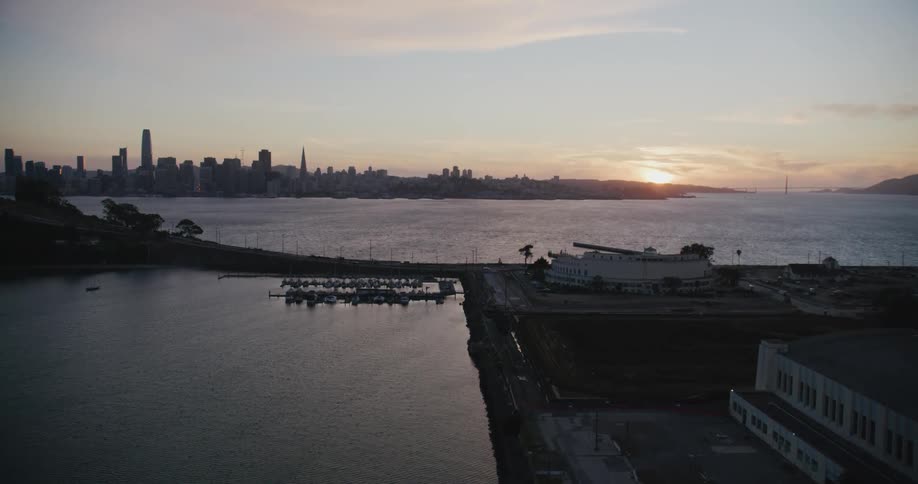 Aerial of the San Francisco Bay at Sunset