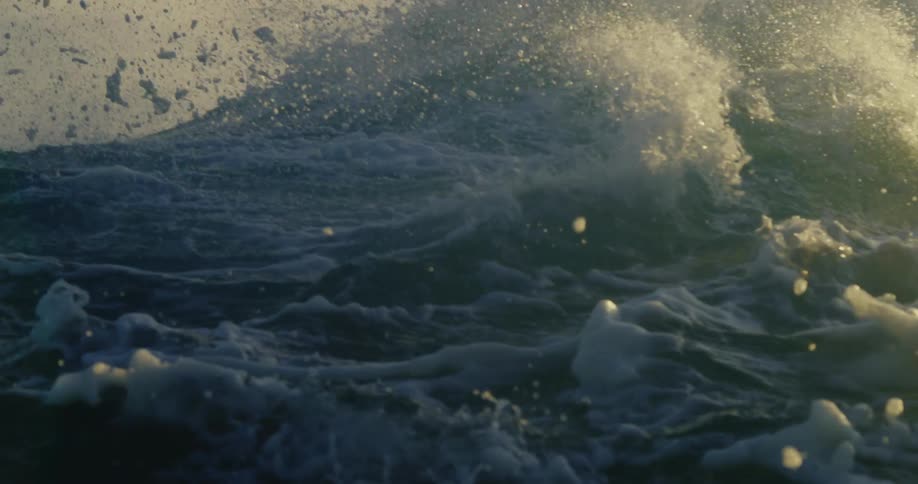 Strong waves are crashing together in the ocean