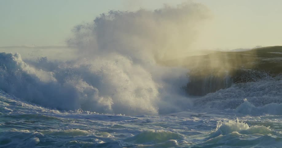 Sea with furious waves during the day