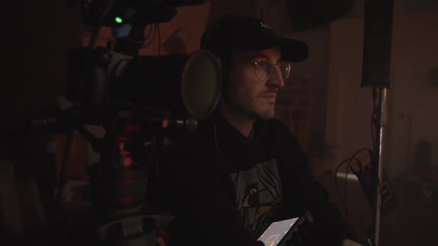 A man is directing a film