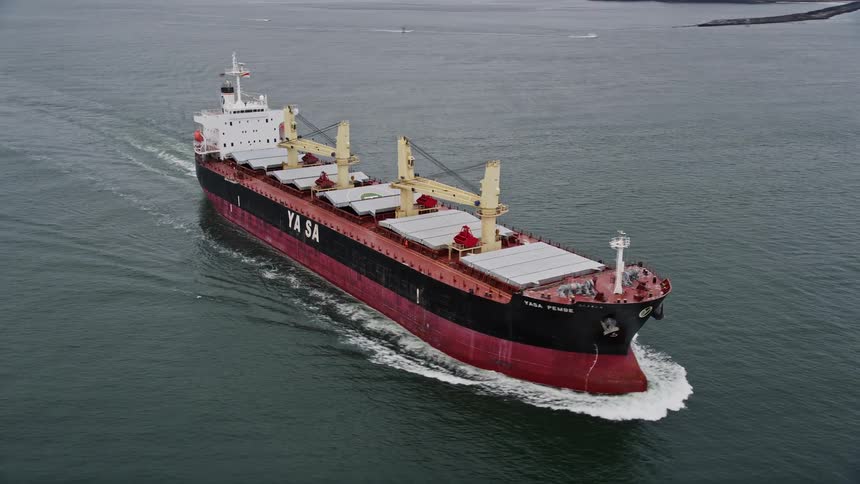 Tracking an oil tanker sailing on the Columbia River near Cape Disappointment Washington during summer