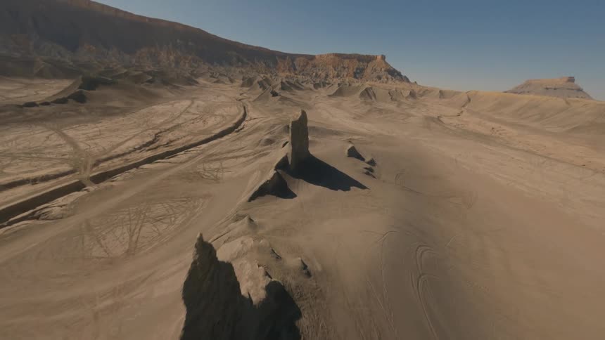 Aerial of the dune desert during a hot summer day