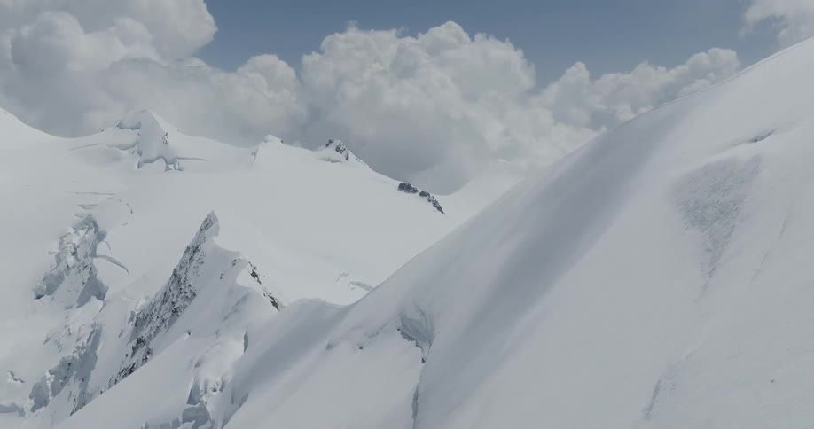 Aerial view of snow capped mountains