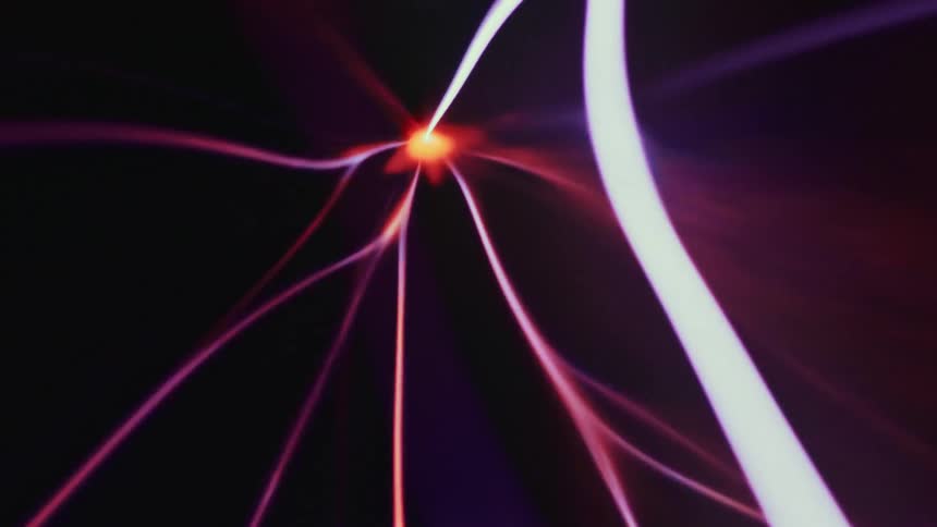 A small orb of red and shiny color is vibrating with its lines connected to it