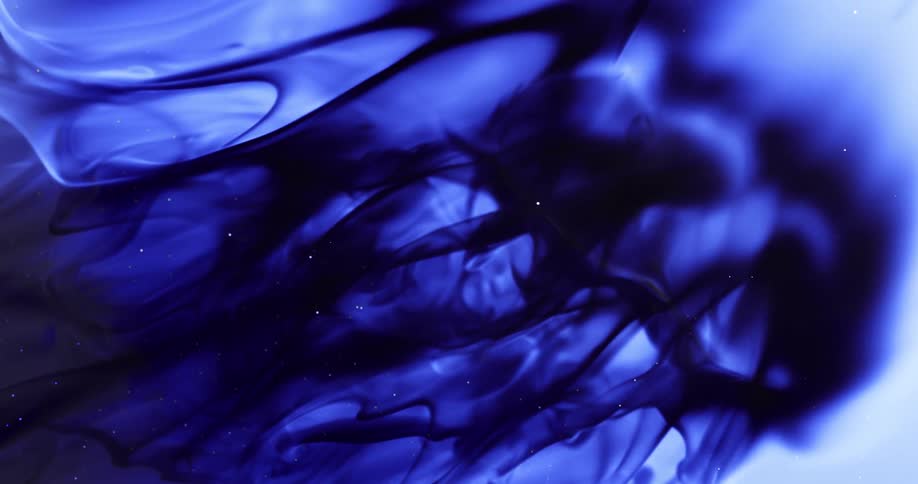 Dots speckle translucent darker layer flowing across lighter blue background