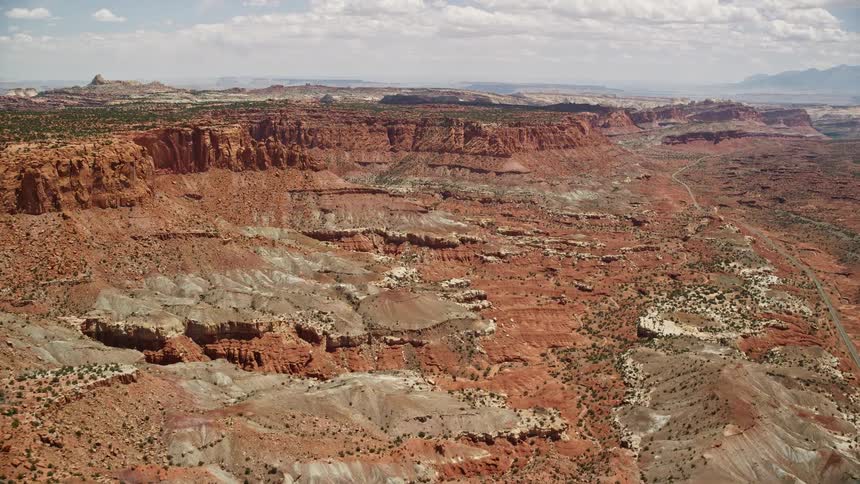 Aerial view of a mesa with trees in Capitol Reef National Park Utah