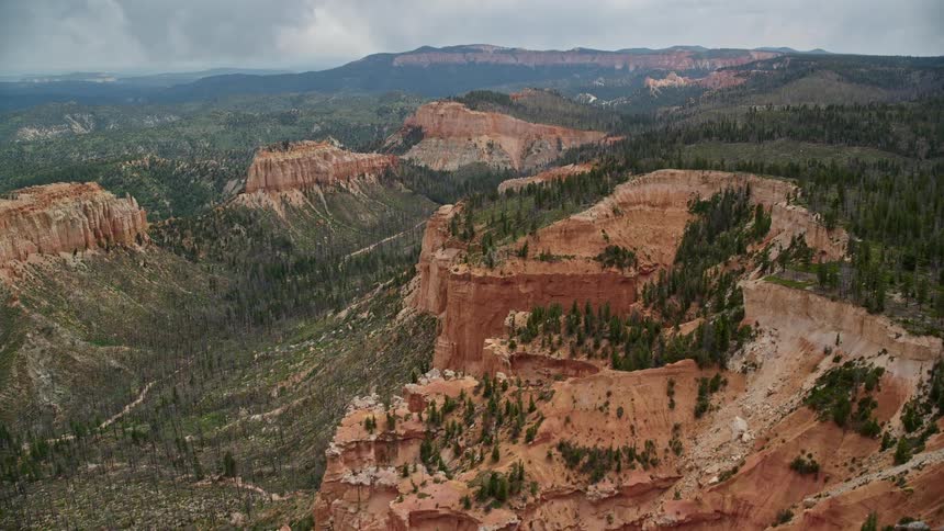 Aerial view of cliffs near Mud Canyon Butte in Bryce Canyon National Park Utah showcasing the beautiful desert landscape and famous landmarks