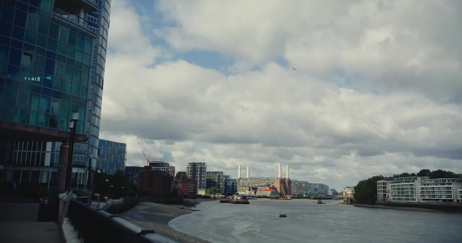 View of the River Thames and Battersea Power Station from Vauxhall embankment