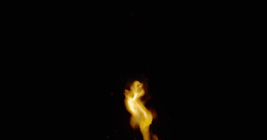 Sparks fly from a glowing flame