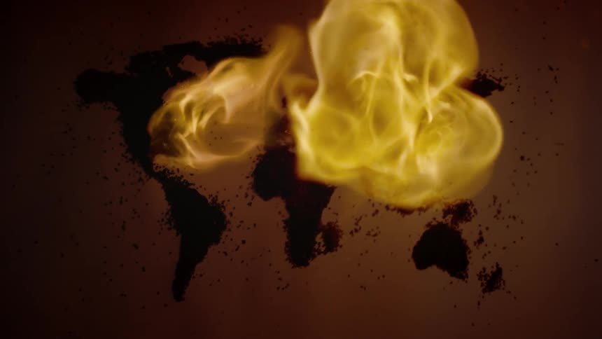 A map of the world is on fire