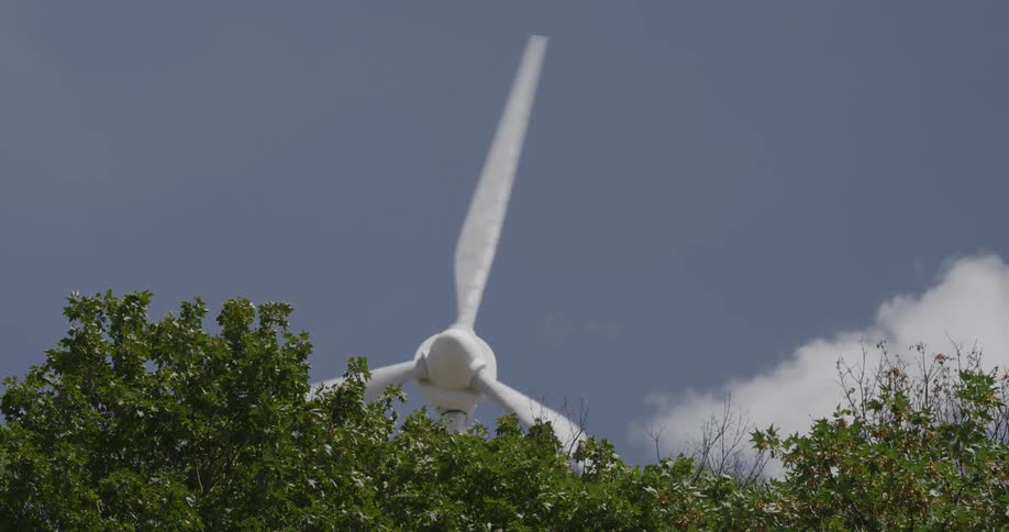 The windmill is spinning in the sky