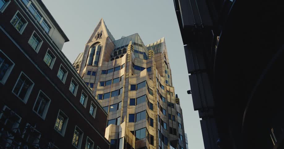 View of huge skyscraper buildings and their modern architecture