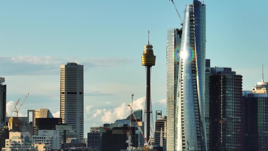 Metropolitan city skyline with towers and skyscrapers with modern architecture
