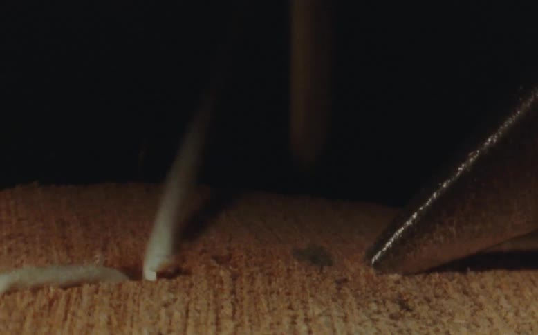 Sewing two plywood together with big threads at night