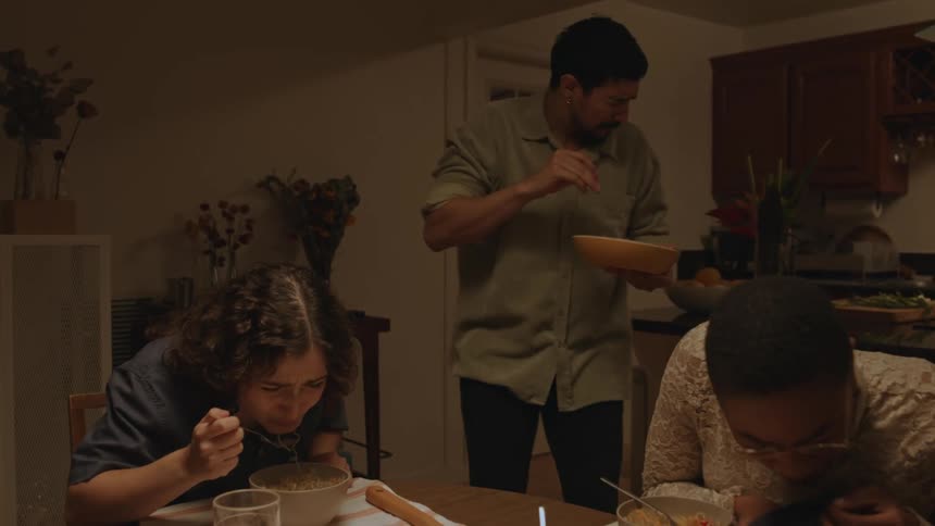 Girlfriends taste the bad food prepared by their friends