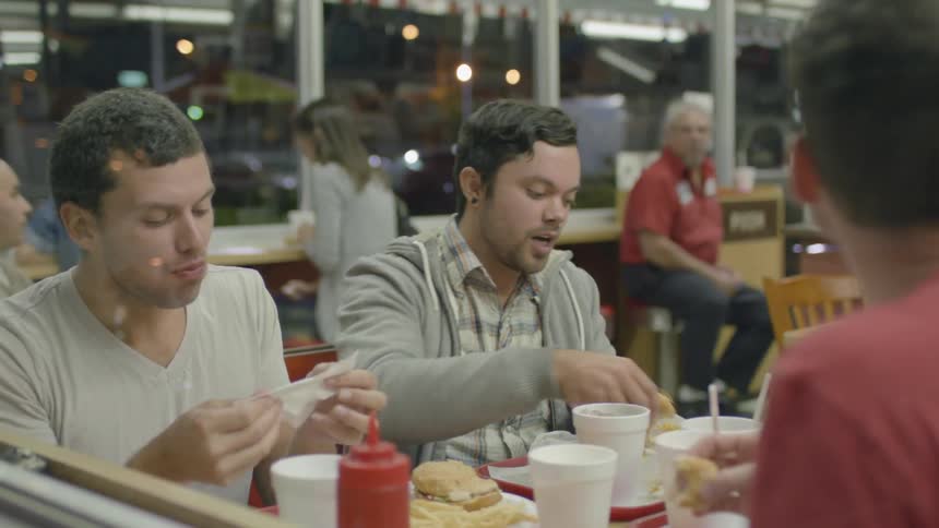 People are eating in a restaurant