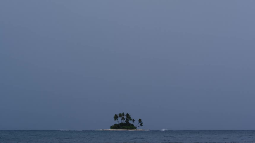 Palm trees on a small tropical island in the ocean