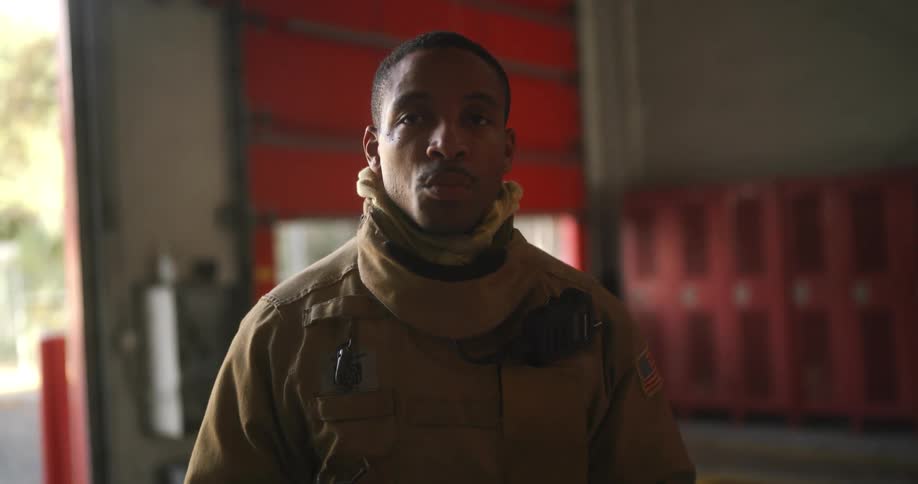 Portrait of a uniformed firefighter