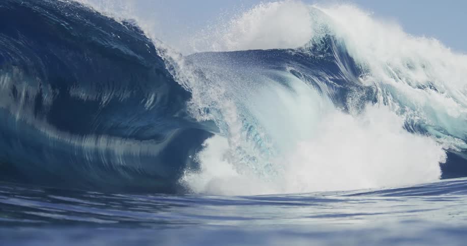 Giant ocean waves crest and crash