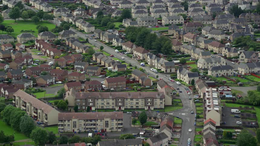 Aerial view of apartments on an european suburb