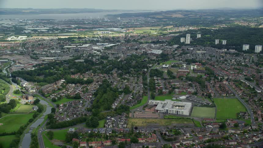 Aerial of a suburban city residential district