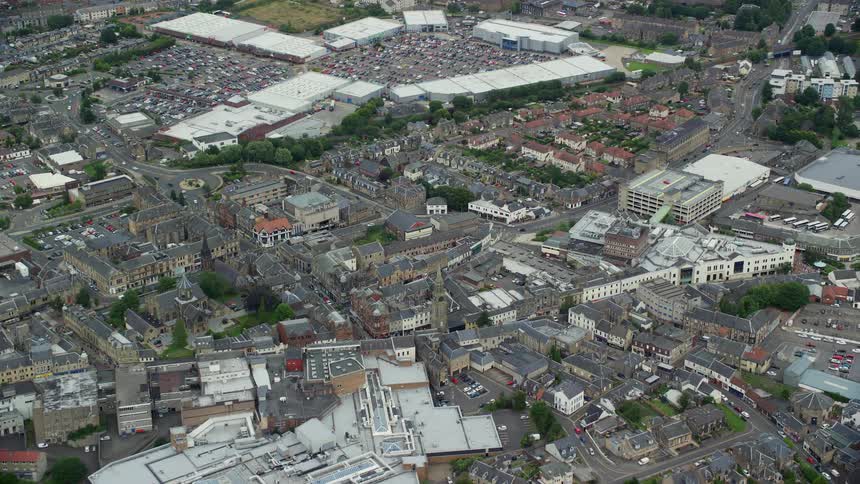 Buildings sit close together in a densely packed city