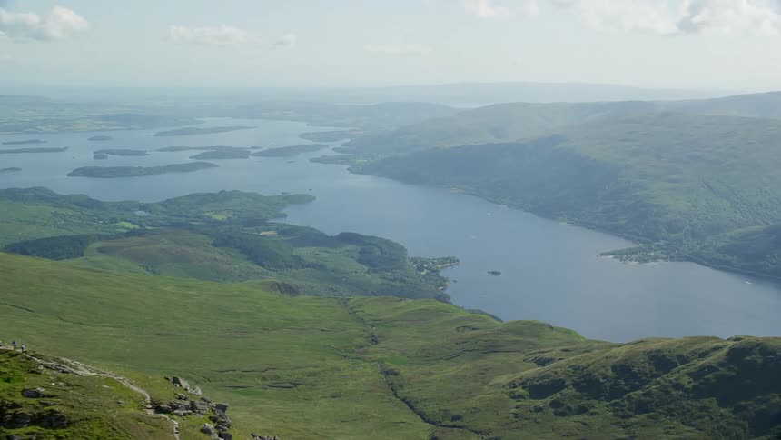 Aerial view of islands at the head of a river in the mountains