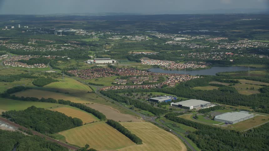 Aerial view of a town in the countyside