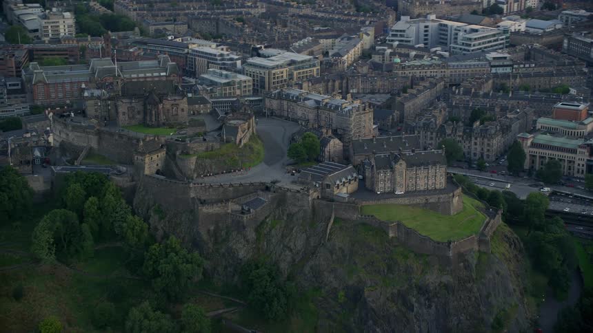 Aerial of the castle in the metropolitan city