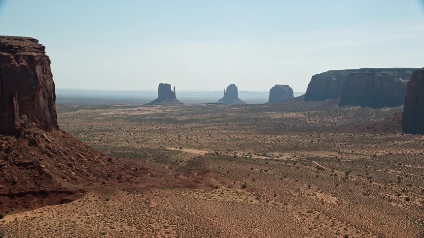 Desert landscape skyline with red mountains at daytime