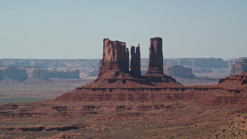 Aerial view of a valley with natural geological rock formations