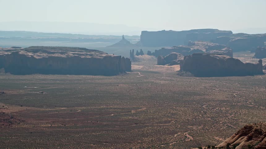 Landscape of mesas in the middle of nowhere on a sunny day